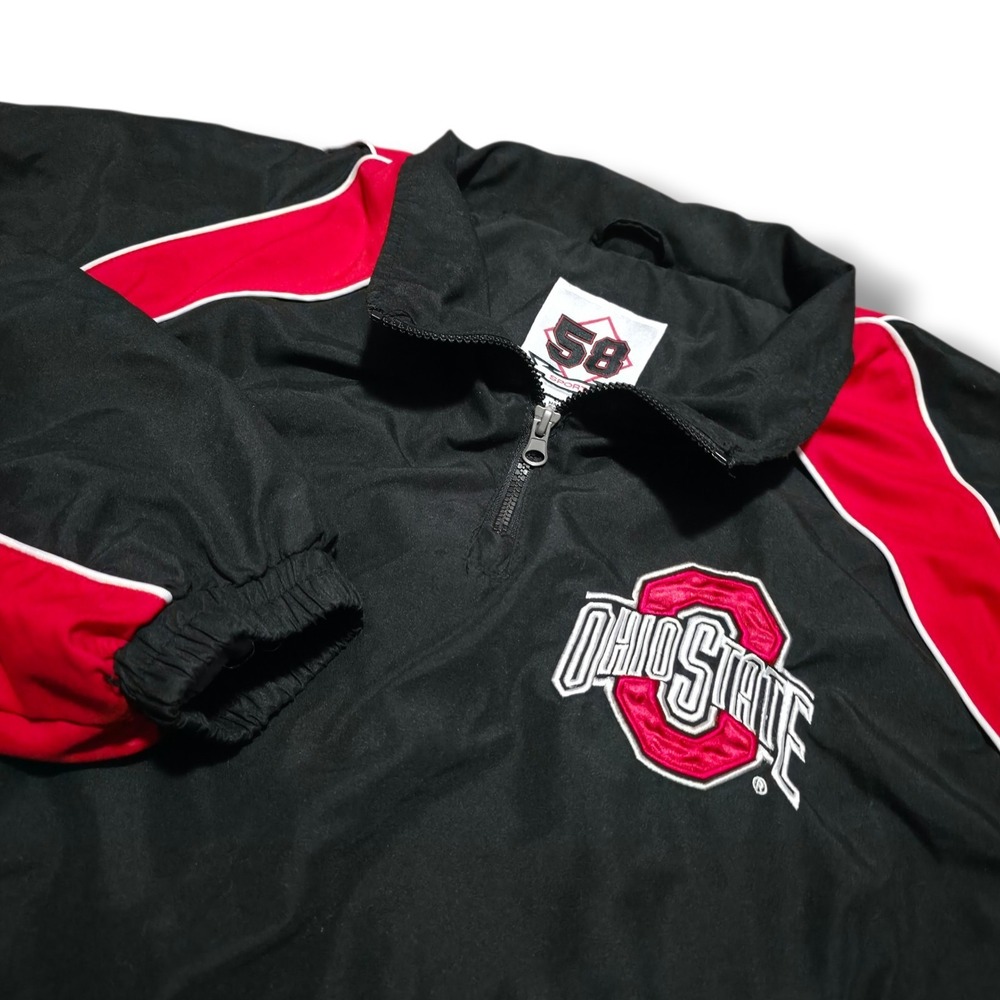 Vintage Ohio State Buckeyes Mens Large Lined Windbreaker Jacket 1/4 Zip 58 Sport
